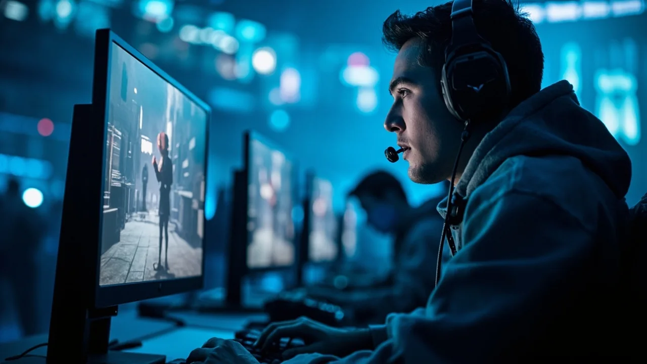 Competitive FPS round in progress, illustrative