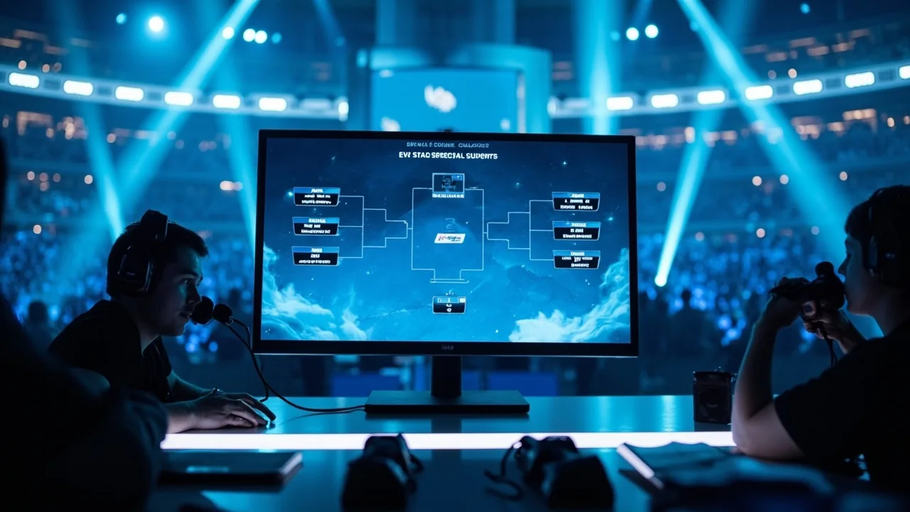 MOBA utility and scoreboard overlay during a draft phase, illustrative
