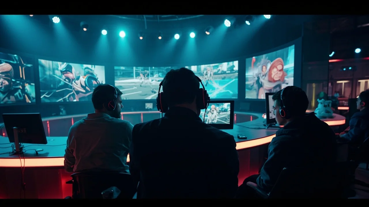 Competitive FPS arena with players in tactical positions